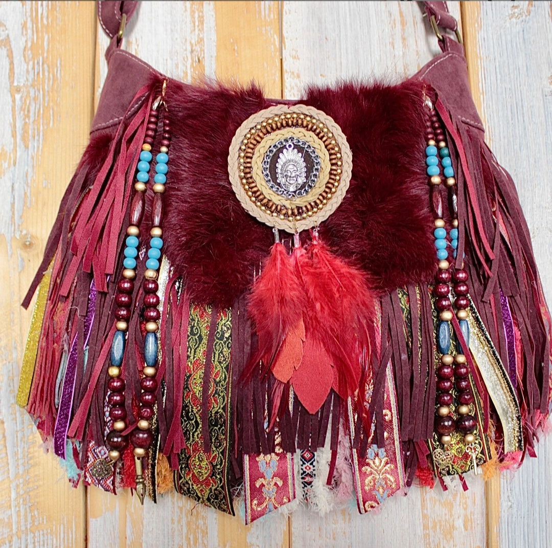 Boho Leather Fringe Bag